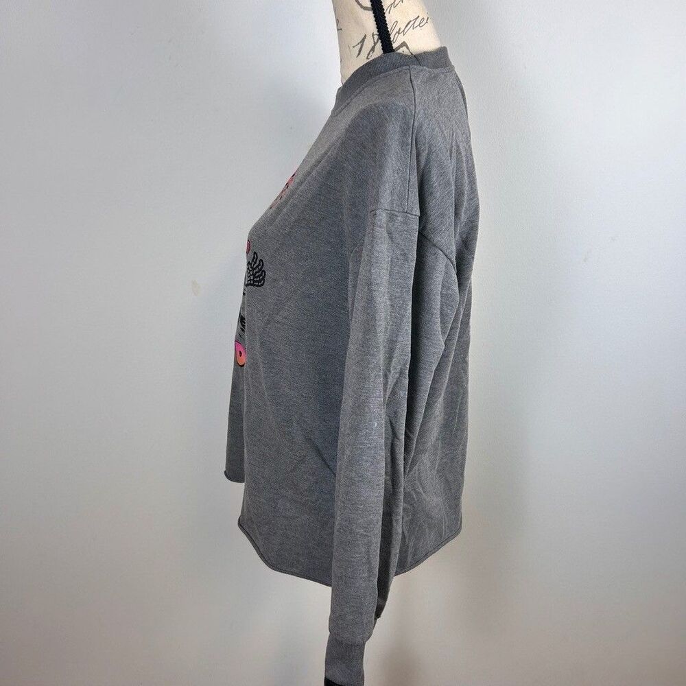Shein Can I Pet That Dog Skeleton Sweatshirt Womens Medium Gray Halloween Crew - Picture 4 of 8